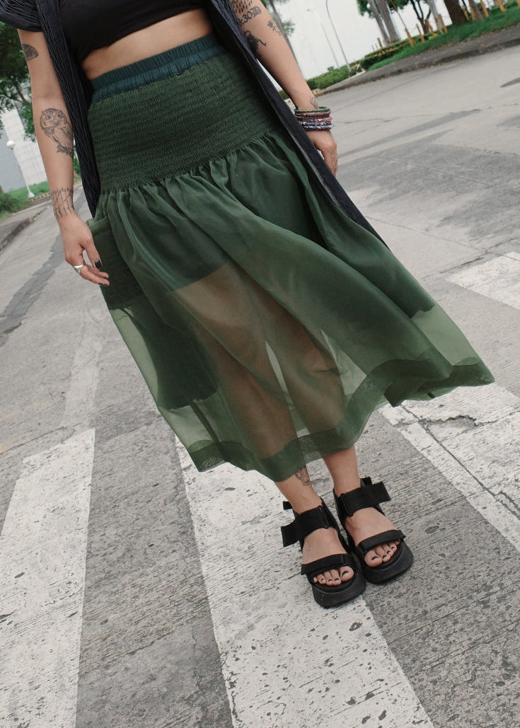 isa skirt - matte organdy, green
