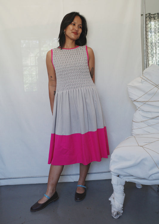 valerie dress - gray + fuchsia