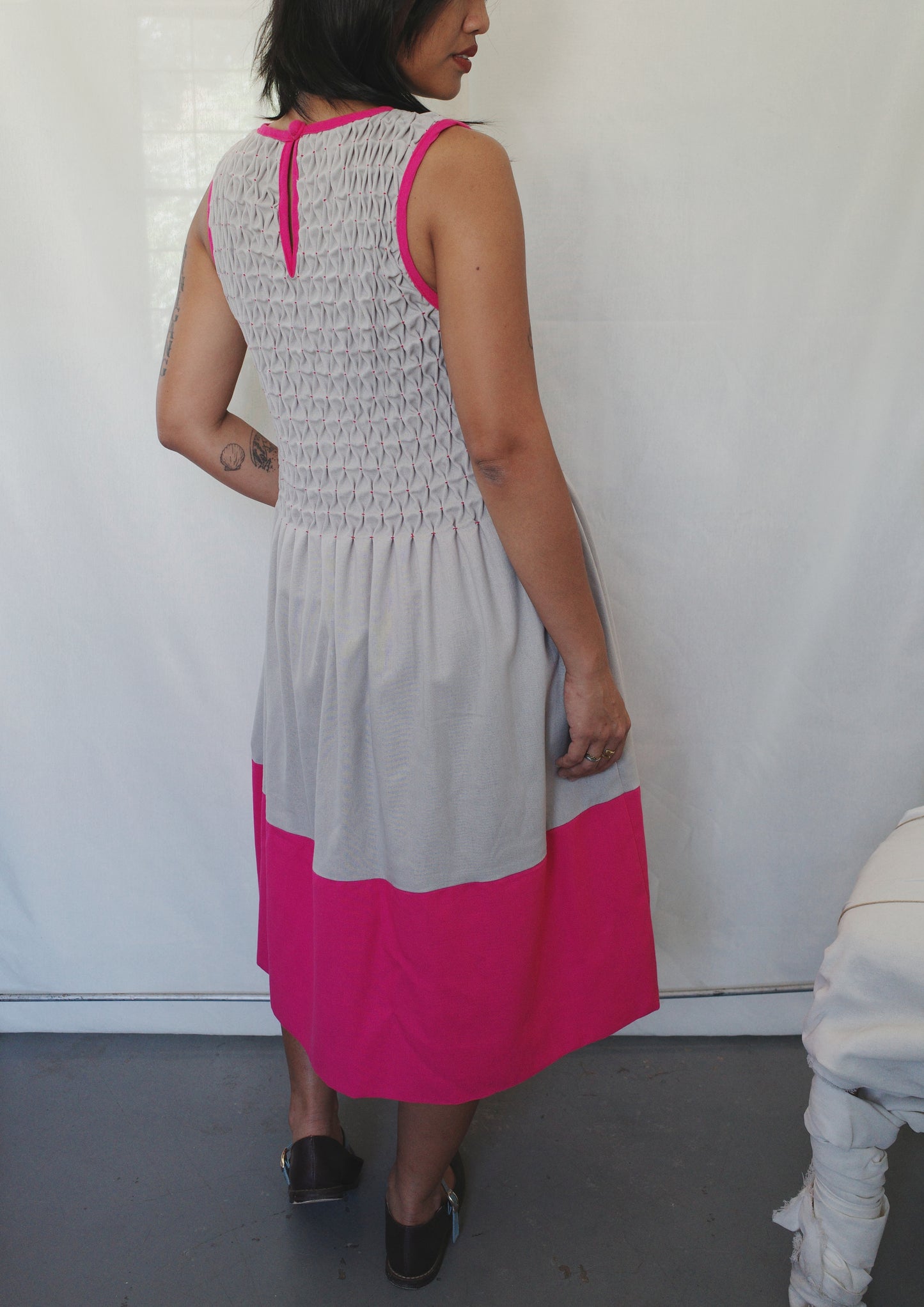 valerie dress - gray + fuchsia