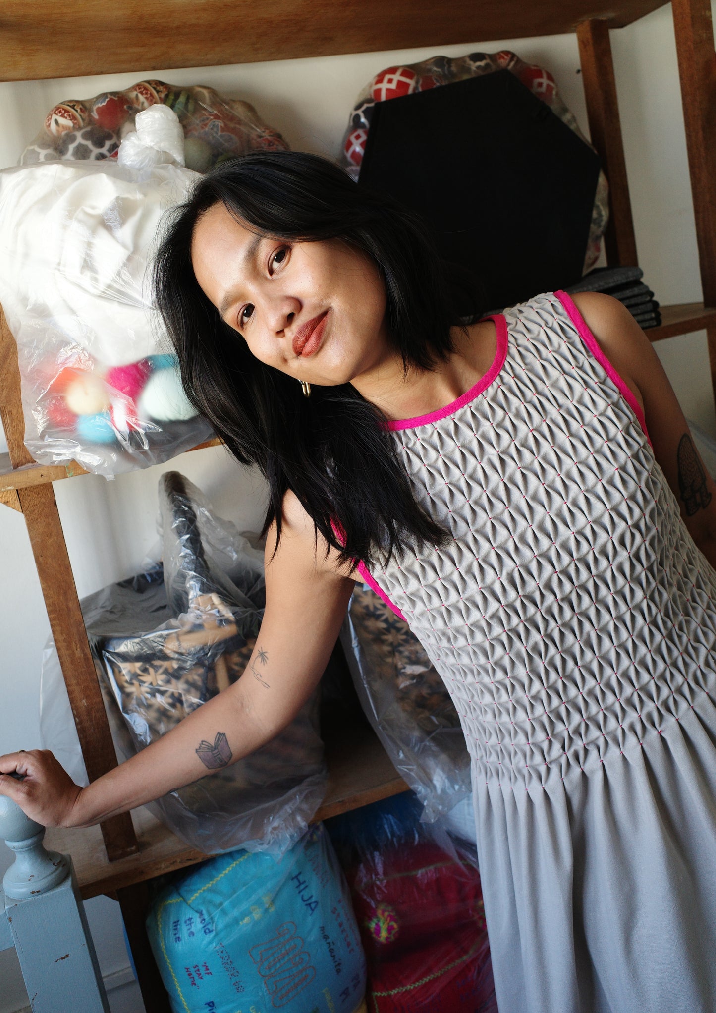 valerie dress - gray + fuchsia