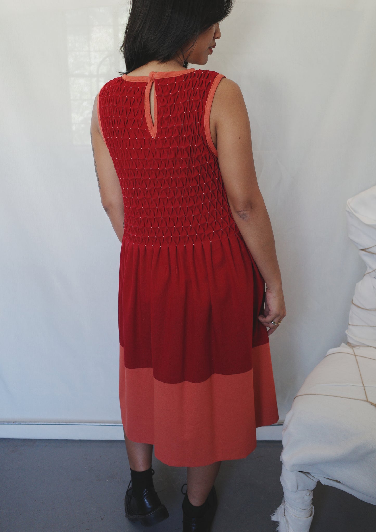 valerie dress - maroon + rust