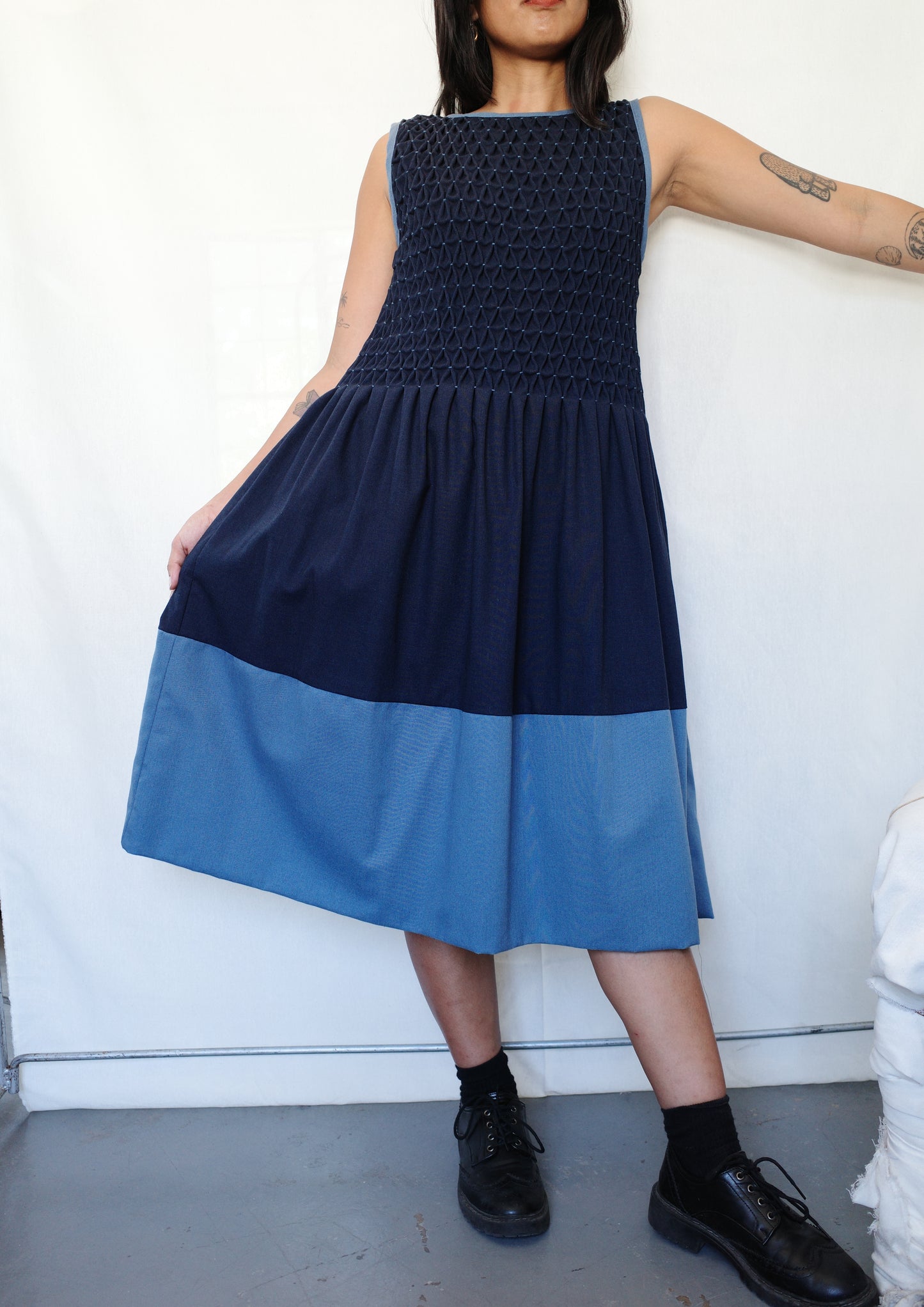 valerie dress - navy + denim