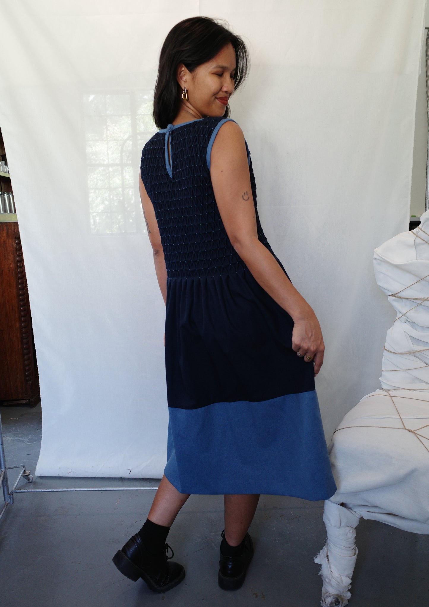 valerie dress - navy + denim