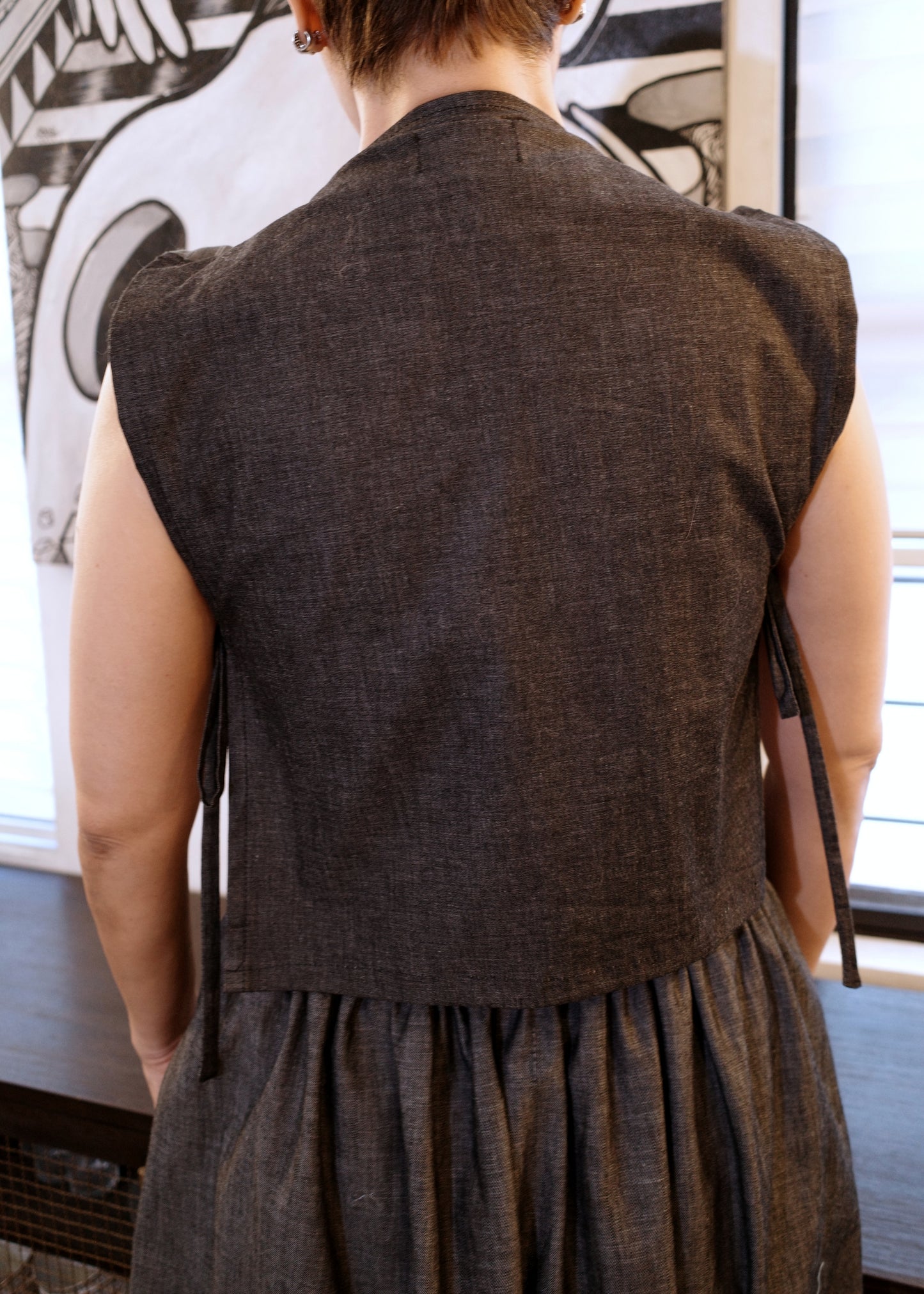 bubble bib top - wool stripes