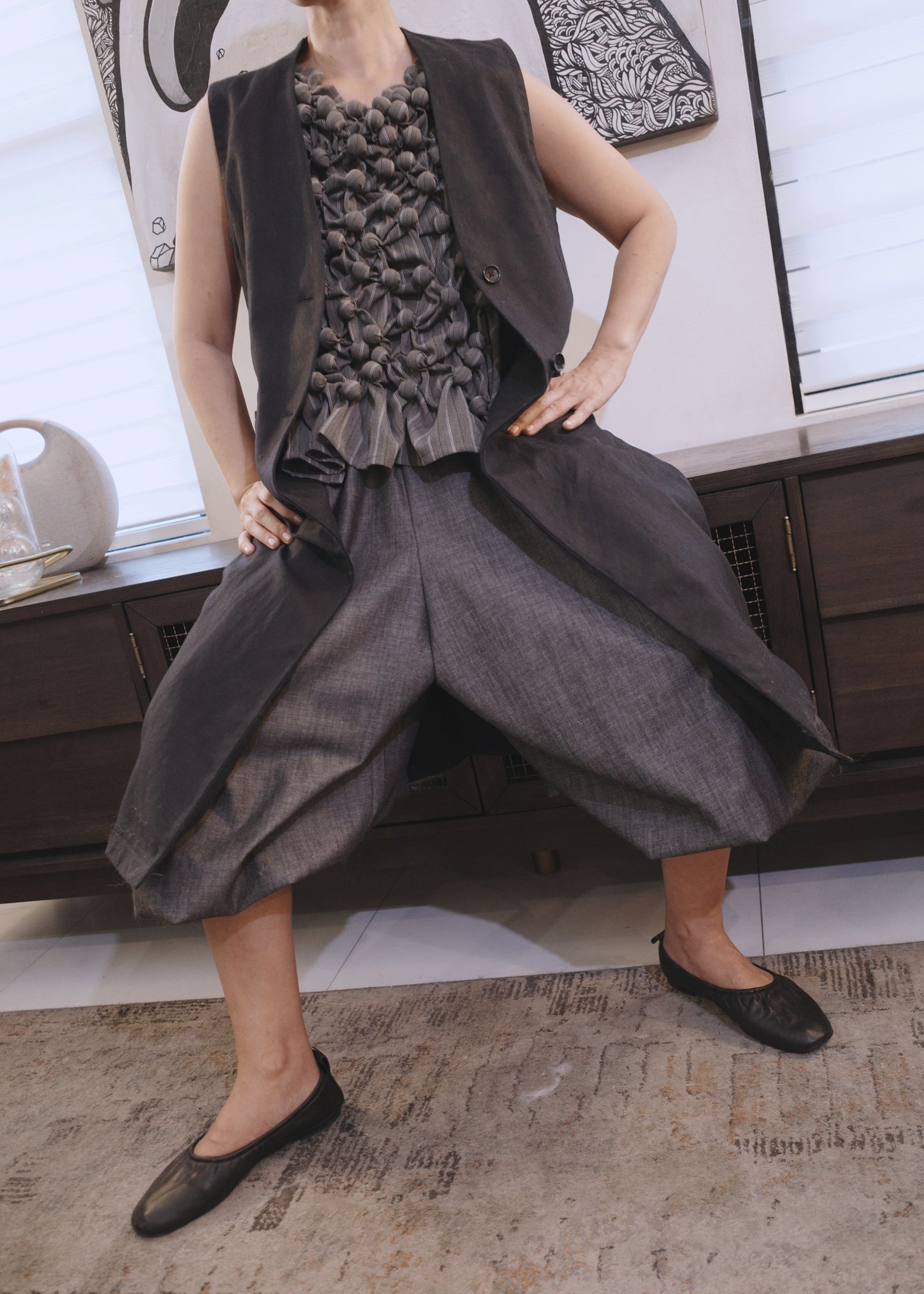 bubble bib top - wool stripes