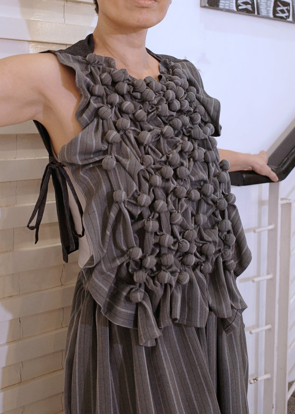 bubble bib top - wool stripes