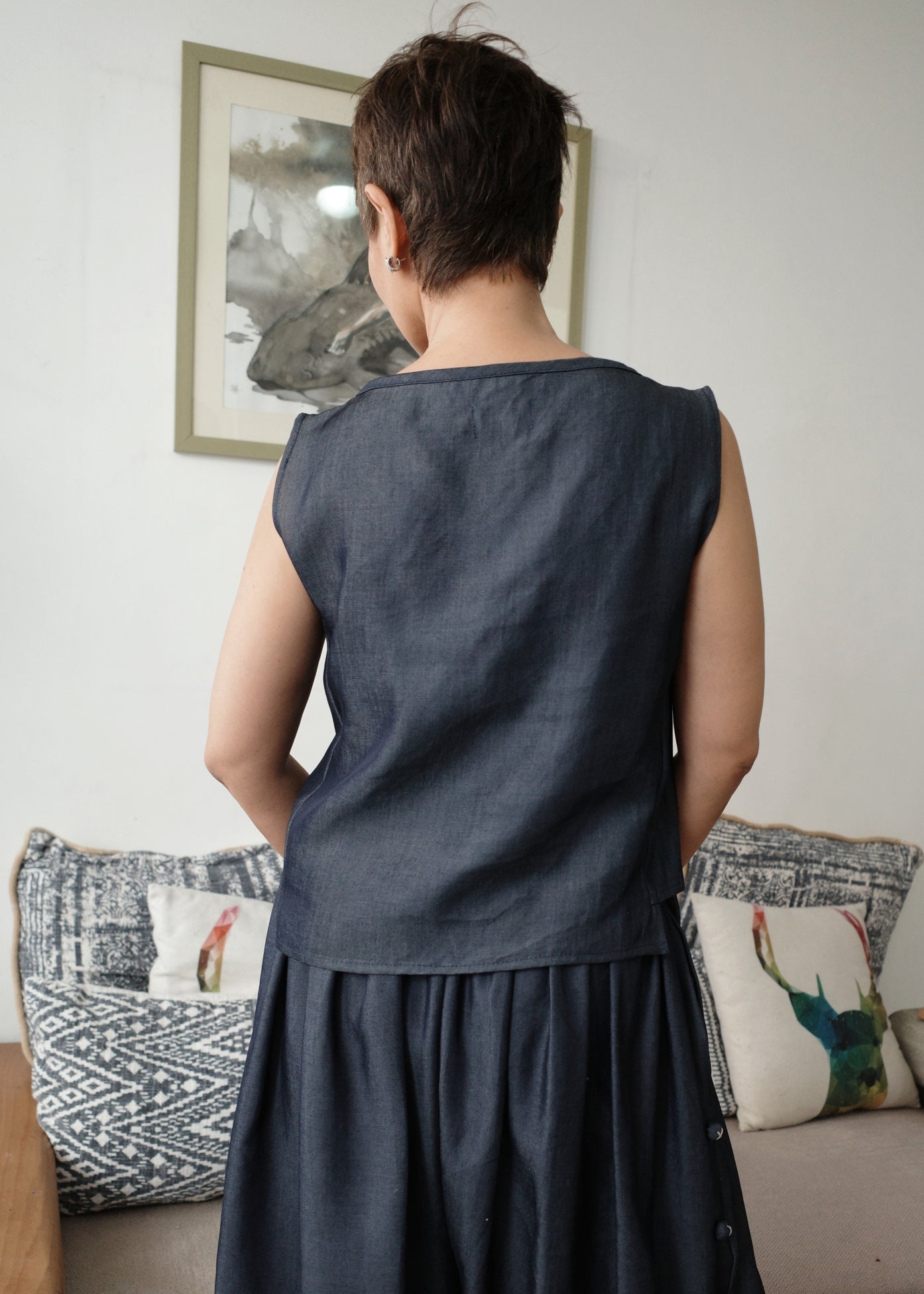 tria top - blue maong