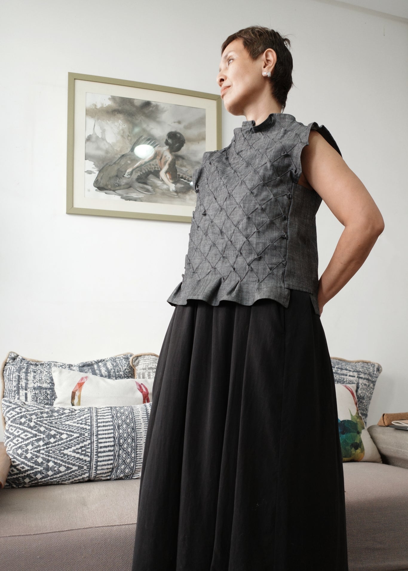 tria top - gray wool