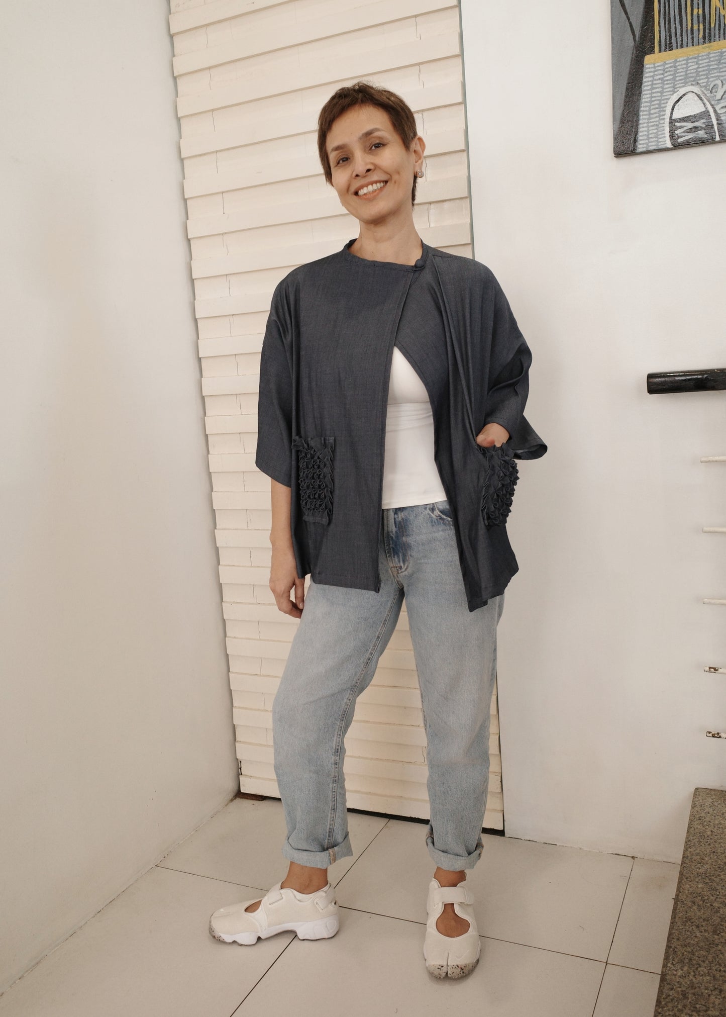 balabal jacket - blue soft maong
