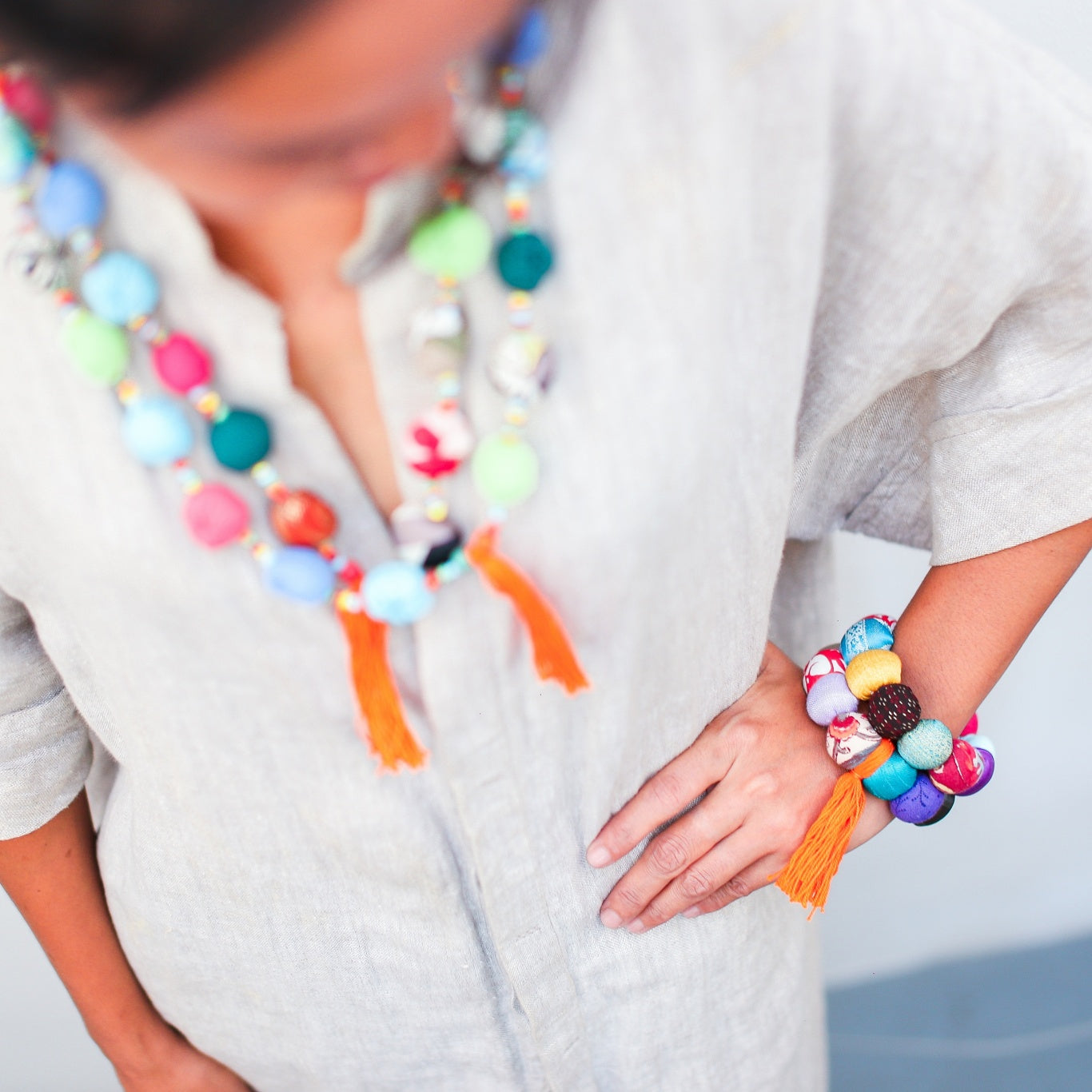 fiesta bangle - double row, orange