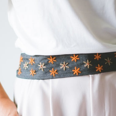 Nikki Fabric Belt - black denim