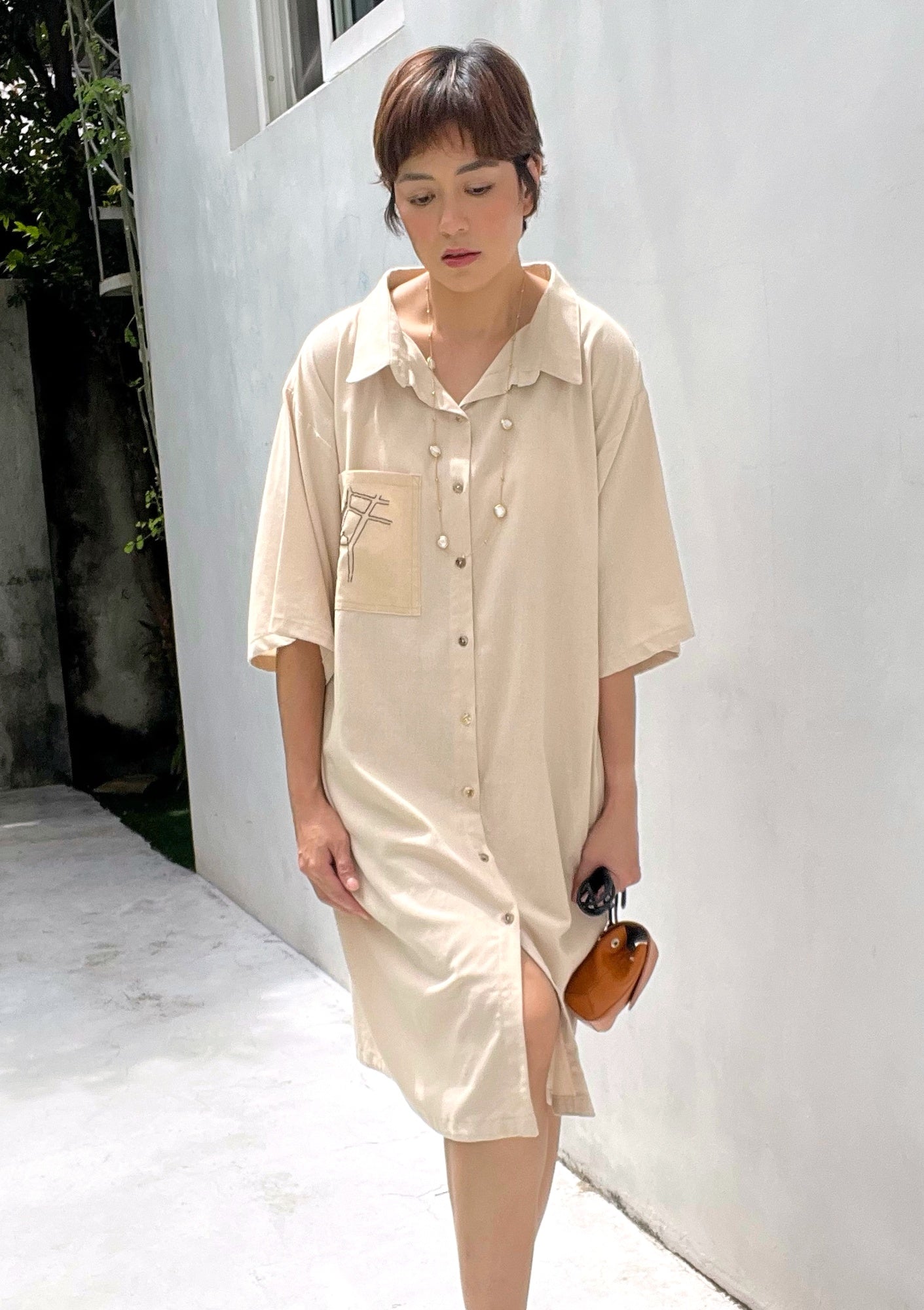 claire shirtdress - tan