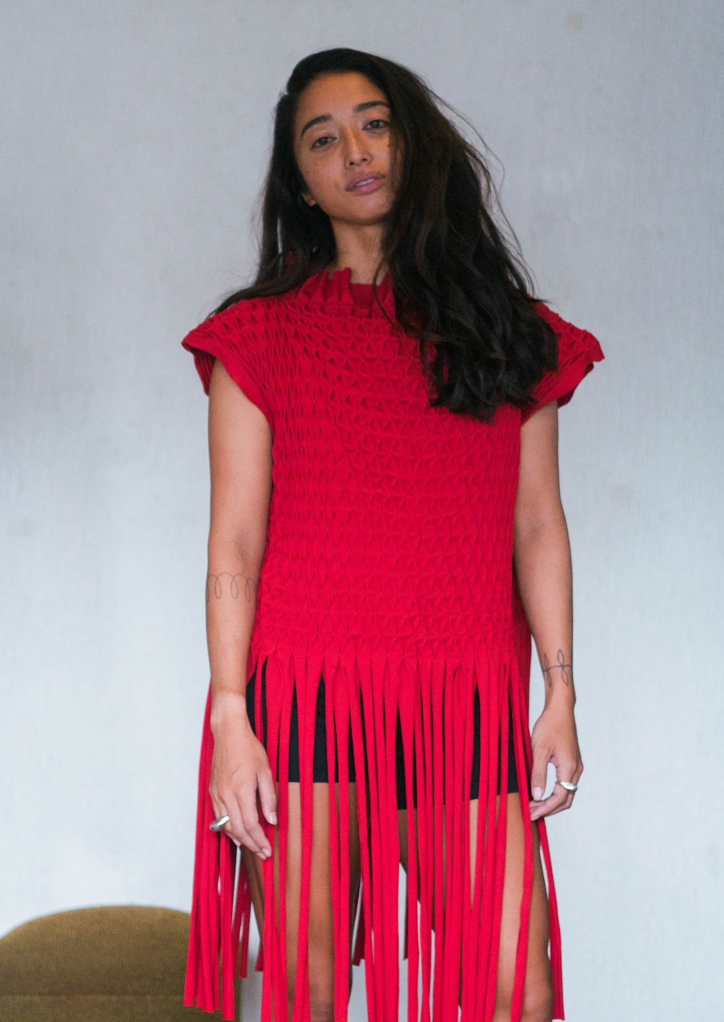 althea fringed top - red