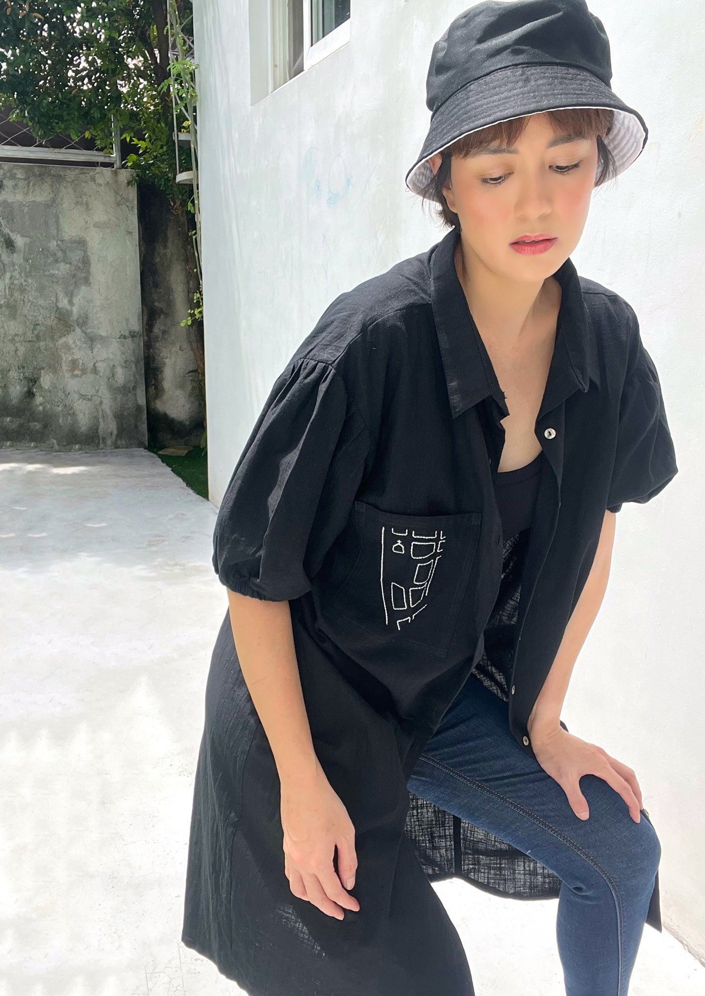 gina shirtdress - black