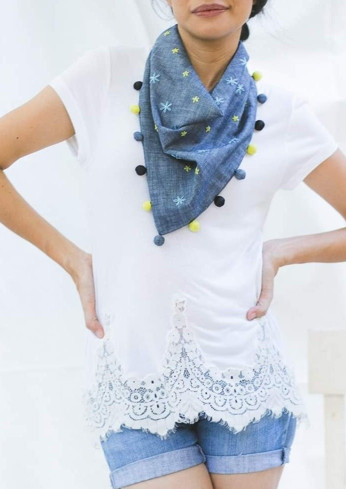 lucille kerchief - blue chambray