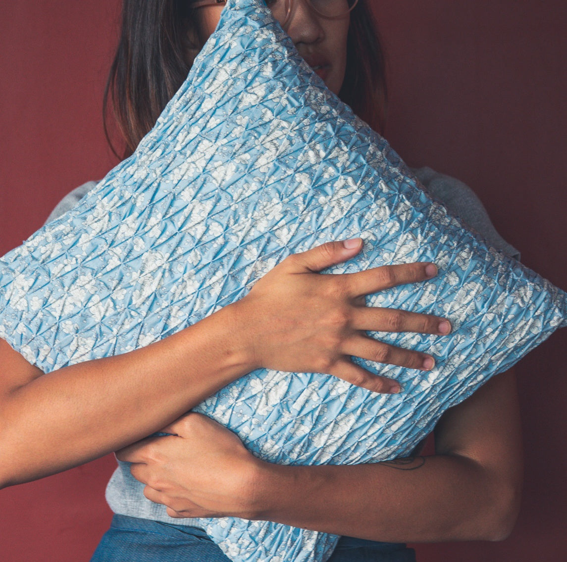 Smocked Throw Pillow - Blue